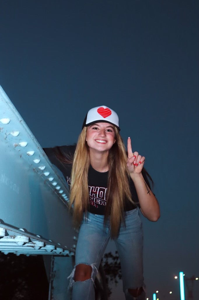 The Sarah Red Heart Trucker Hat