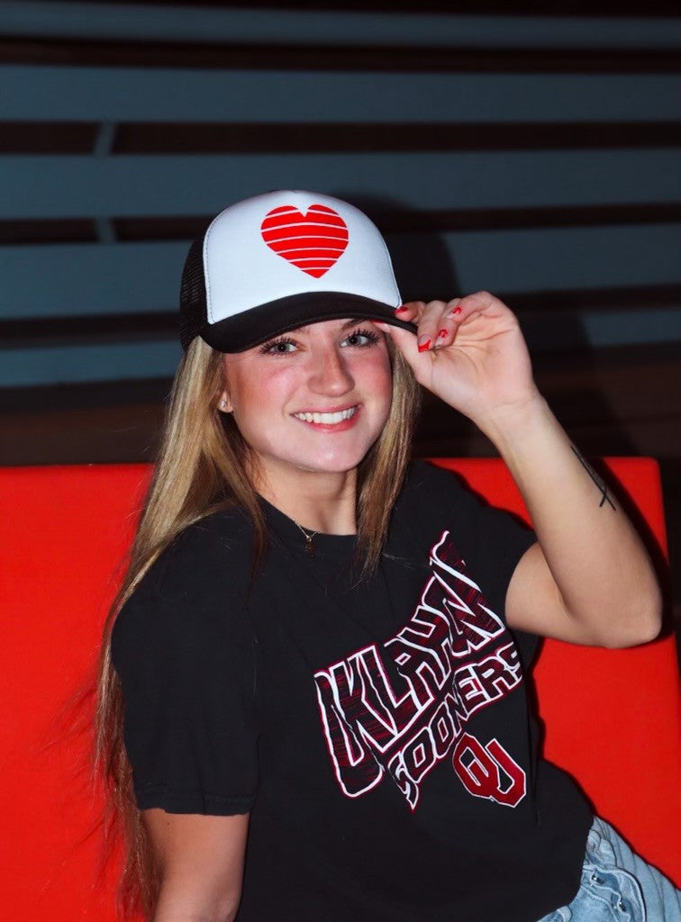 The Sarah Red Heart Trucker Hat