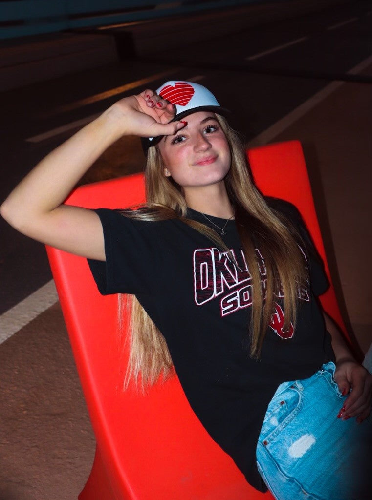 The Sarah Red Heart Trucker Hat